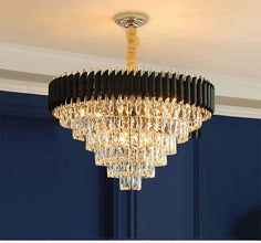 Creative Luxury Crystal Chandelier Rectangular Restaurant Pendant Lights Modern LED Living Room Lamp Lustre Home Elegant Fixture