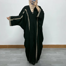 Ramadan Luxury Muslim Fashion Bat Sleeve Moroccan Turkiye Dubai Dress Middle East Arab Dress Sequins Golden Velvet Long Dress