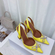 2023 New High Heels Women's Rhinestone Bow Pointy Glasses with Stilettos and Sandals Women.