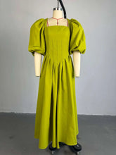 CM.YAYA Women Long Lantern Sleeve Square Collar Big Swing Long Maxi Dress 2024 Fall Birthday Sexy Party Evening Dresses Vestidos