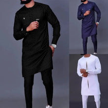 Men's chic casual white geometric print two-piece suit