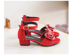 Girls' Sandals Summer New High Heel Soft-soled Princess Shoes Fashion Bow Roman Sandals Open Toe Children's Shoes J279