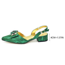 Ladies Shoe and Bag Set Latest Designers Low Heels Elegant Wedding Italian Shoes Bag Set Withn Rhinestone Green Shoe and Purse