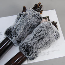 Women's Knit Faux Fur Winter Warm Finger-less Gloves