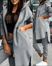 Women's Hooded Zipper Long Coats Tracksuit