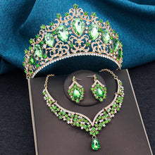 Baroque 3pcs/set Bridal Wedding Crown Princess Queen Water Drop Crystal Big Tiaras and Necklace Earrings Costume Jewelry Sets
