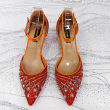Women's Elegant Rhinestone Pointed Toe Pumps With Matching Shoes And Bag Set