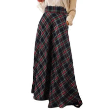 Women High Waist Maxi Skirt A-Line Plaid Print Oversized Women Spring Skirt Floor Length Large Hem Skirt