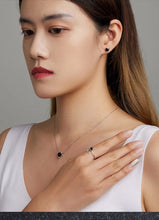 WOSTU Classic 100% 925 Sterling Silver Devil Heart Ear Studs Earrings Exquisite Black Zircon Earrings Fine Anniversary Jewelry