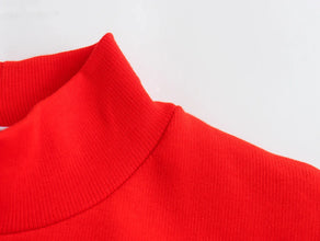 2024 Spring and Summer New Sweet and Spicy Slim Fit Waist Slimming Half Tall Collar Long Knitted Dress Straight Barrel Skirt