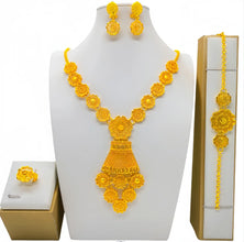 New Bridal Jewelry Set Dubai Necklace Earrings For Women Wedding 24k Gold Plated African Jwellery Bridesmaid Party Gift