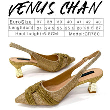 Venus Chan Black Hollow Design With Pointed Shoes And Fashion Three-Dimensional Bag Cozy Rhinestones Are Suitable For Parties