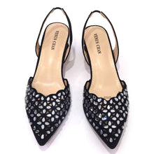 Women's Hollowed Out Embroidery Rhinestone Italian Design Shoes and Bags Set