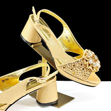 QSGFC Open Toe Women Heels for 2024 Elegant Party Olive Color Diamond Pumps Italian Shoes and Bags Matching Set