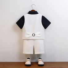 Children Green White Baptism Photography Suit Kids Vest Shirt Shorts Bowtie Ceremony Costume Boys Breathable Wedding Dress