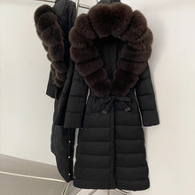Real Fox Fur Collar Puffer Jacket Duck Down Thuck Coat For Women