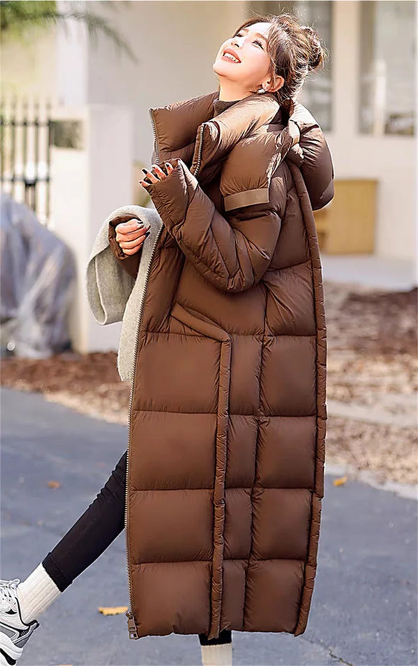 Women's New Winter Parkas Long Down Padded Jacket Hooded thick Warm
