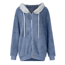 Women's Winter Fashionable Hooded Fleece Solid Color Jacket