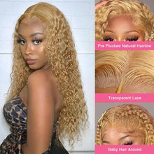 Honey Blonde Water Wave 4x4 Lace Front Wig 100% Human Hair Wigs for Women 13x4 Pre-Plucked Transparent Lace Remy Hair Bobbi