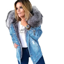 Women's Winter Large Size Denim Warm Jacket