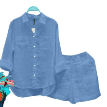 2 Pcs/Set Women Shirt Shorts Set Loose Long Sleeves Solid Color Elastic Waist Irregular Hem Lapel Female Spring Autumn Outfit