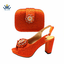 2022 Sweet  Special Design Women Crystal Style African Ladies Party Shoes Matching Bag in Magenta Color