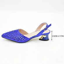 Italian Shoes with Matching Bags Set Decorated with Rhinestone African Shoes for Women Mid Heels Party Pumps  Plus Size Heels 43