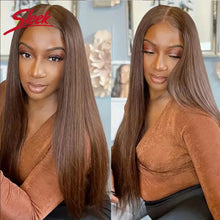 Sleek Human Hair Wigs With Bang Brazilian Straight Red Burgundy Human Hair Wigs Brown Color 4# For Black Women None Lace Wigs