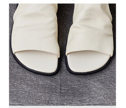 Birkuir Fashion Pleated Women Sandals Genuine Leather Flats High Top Sandals Luxury 2024 Open Toe Summer Boots Hook Loop Sandals