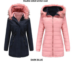 Double Sided Women's winter Thick Detachable Zipper Parka Jacket