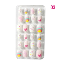 24Pcs/Set Kids Candy Flower Cute Fake Nails Detachable Full Cover False Nails Press On Nails Children Girls Nail Decoration Gift