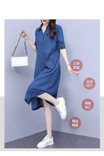 Oversized 5XL Single Breasted Denim Dress For women 2024 Summer New Short sleeved Shirt Denim Dresses Female Casual Clothes