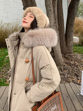 Women's Large Fur Collar Hooded Warm Thick Padded Parka Jacket