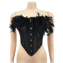 BKLD Co-ord Set Women Fashion Feathers Stitching Mesh Sheer Sexy Summer Two Piece Zip Up Corset Top And Bodycon Short Skirt Sets