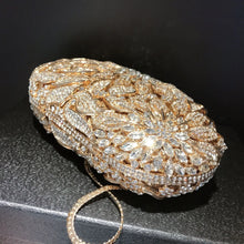 Gold Metal Leaves White Crystals Evening Clutch Bags Luxury Women Wedding Party Purse Ball Handbags Rhinestone Mini heart bag