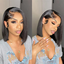 14Inch Short Straight Bob Wig Human 13x4 Lace Transparent 210% Frontal Hair Bob Wig PrePlucked Lace Front Human Hair Wigs