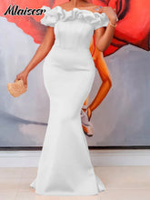 Mlaiscsr African Off the Shoulder Ruffles Black Mermaid Dress for Woman Elegant Luxury Birthday Evening Wedding Dinner Vestidos