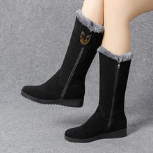 Warm High Fur Boots Women Winter Chunky Mid-calf Boots