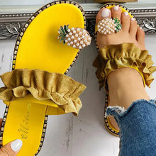 2022 Women Slipper Pineapple Pearl Flat Toe Bohemian Summer Beach Sandals Ladies Shoes plus size Mujer Verano