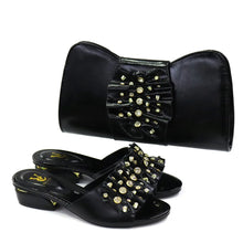 2024 Latest Italian Design Fashion African Women's Low Heel Comfortable Shoes and Bags Set Leather Casual Ladies Slippers