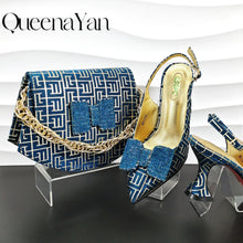 New Design Texture Nigeria Elegant Fashion Women's Banquet Pointed Toe High Heels And Bag Set For Wedding Party