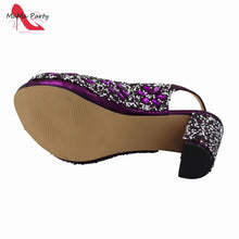 2024 Fashion New Arrivals INS Hot Sale Full Crystal Shinning Shoes and Bag Set for Dress in Red Color Sandals Christmas Party
