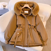 Women Winter Big Fur Hooded Collar Long Parka