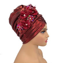 2024 New African Women's Turban Cap Nigeria Auto Gele Headtie Already Made Wedding Geles Female Head Wraps with Diamond Flower