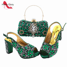 2024 Fashion New Arrivals INS Hot Sale Full Crystal Shinning Shoes and Bag Set for Dress in Red Color Sandals Christmas Party