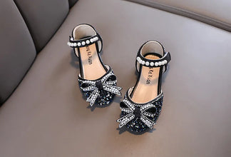 AINYFU New Girls Sequins Party Sandals Summer Fashion Kids Rhinestone Bow Princess Sandals Children's Performance Shoes H950