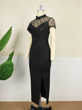 Black Long Prom Dresses High Neck Lace Patchwork Bodycon Women Evening Cocktail Club Party African Gowns Sexy Slit Outfits 2025