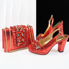 doershow new come Matching Women Shoe and Bag Set Decorated GOLD Nigerian Shoes and Bag Set Italy Shoes and Bag set HFG1-1
