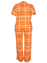 Spring Autumn New Women's Fashion Elements Striped Grid Printed Casual Round Neck Large Comfortable Two Piece Set