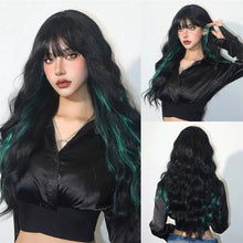 Long Black Green Mix Cospaly Wig Synthetic Hair High Quality Wig for Women Party Daily Use Heat Resistant Straight Natural Wigs